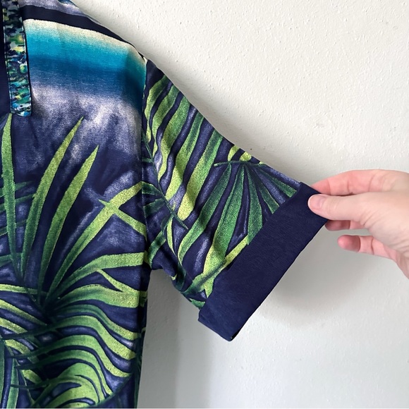 Vintage City Girl Nancy Bolen Palm Leaf Print Shirt Top Size 8 Rayon - Picture 4 of 8